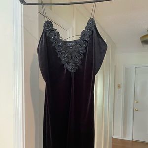 Topshop Black Velvet Spaghetti Strap Dress Size Small